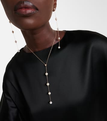 14kt gold necklace with diamonds and pearls | Mateo