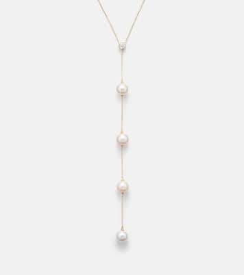 14kt gold necklace with diamonds and pearls | Mateo