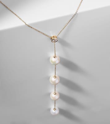 14kt gold necklace with diamonds and pearls | Mateo
