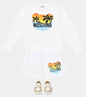 Printed cotton-blend jersey shorts | Moschino Kids