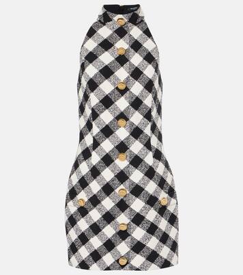 فستان قصير تويد من القطن المخلوط بياقة ستايل هالتر | Balmain