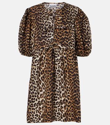 Vestido corto de algodón estampado | Ganni
