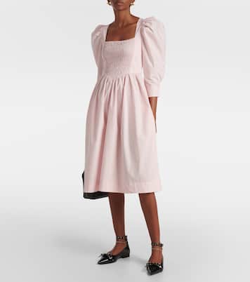 Abito midi in popeline di cotone | Ganni