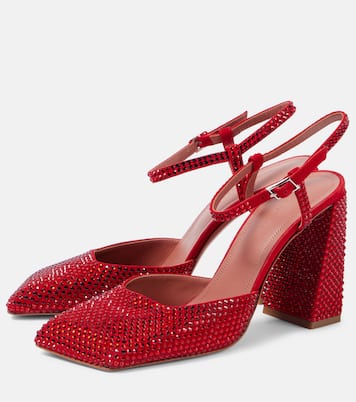 Verzierte Pumps Charlotte 95 aus Veloursleder | Amina Muaddi