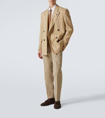 Striped double-breasted linen and wool blazer | Lardini