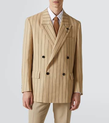 Striped double-breasted linen and wool blazer | Lardini