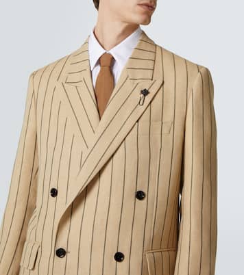 Striped double-breasted linen and wool blazer | Lardini