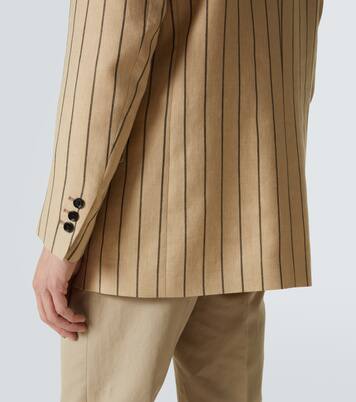 Striped double-breasted linen and wool blazer | Lardini