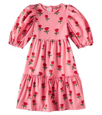 Roses puff-sleeve cotton dress | Mini Rodini