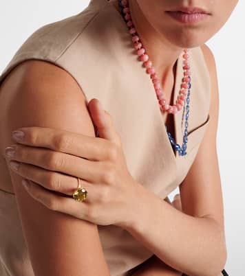 18kt gold ring with topaz and diamonds  | Ileana Makri