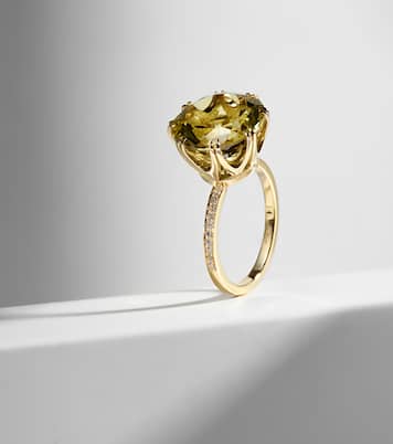 18kt gold ring with topaz and diamonds  | Ileana Makri