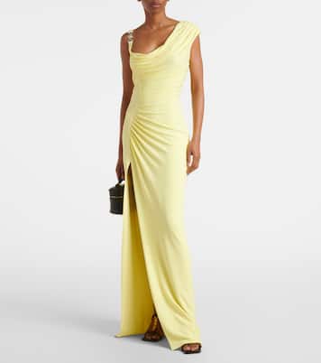 Medusa '95 draped crêpe jersey maxi dress | Versace