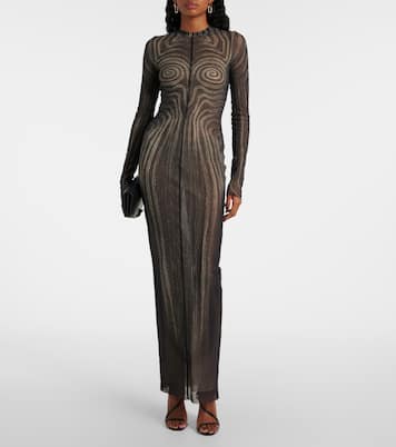 Robe longue Spiral en résille | Jean Paul Gaultier