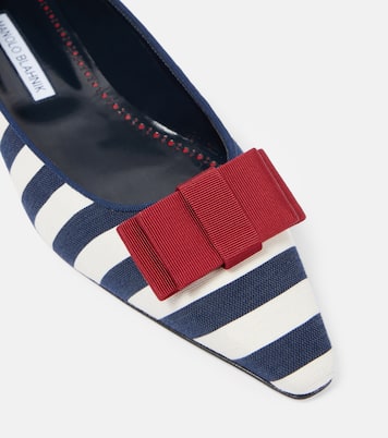 Reador bow-detail striped ballet flats | Manolo Blahnik