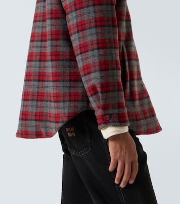 Plaid virgin wool down overshirt | Miu Miu