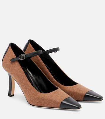 Semele 90 leather-trimmed tweed pumps | Manolo Blahnik