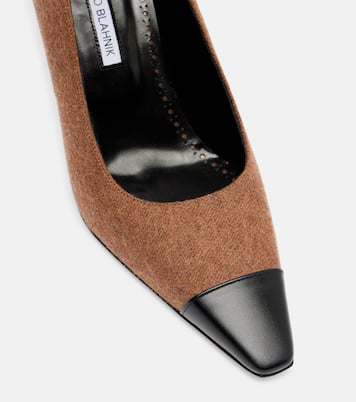 Semele 90 leather-trimmed tweed pumps | Manolo Blahnik