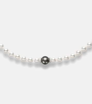 18kt white gold necklace with pearls and diamonds | Mikimoto