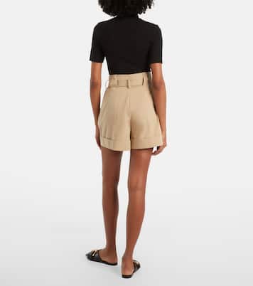 شورت من القطن الغبردين بحزام | Balmain