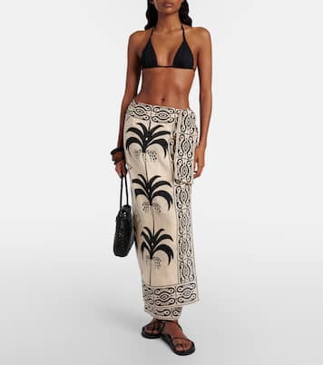 Printed linen beach cover-up | Johanna Ortiz