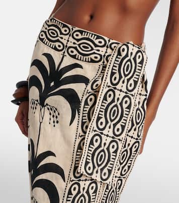 Printed linen beach cover-up | Johanna Ortiz