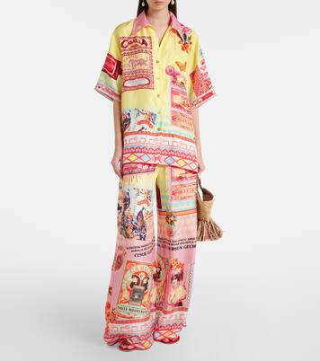 Collage Kingdom silk bowling shirt | Camilla