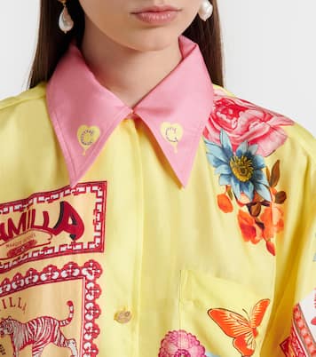 Collage Kingdom silk bowling shirt | Camilla