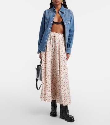 Floral silk-blend midi skirt | Dolce&Gabbana