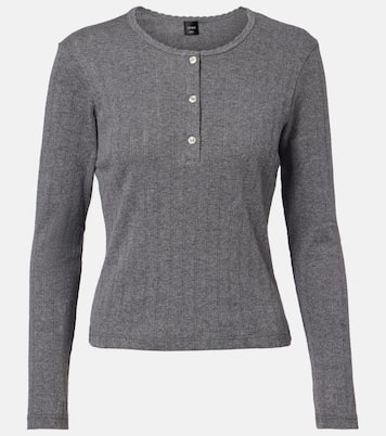 Pointelle cotton Henley shirt | Leset
