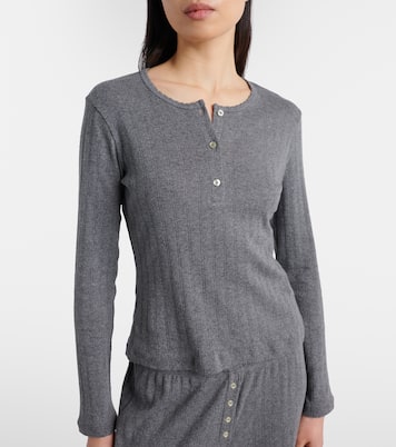Pointelle cotton Henley shirt | Leset