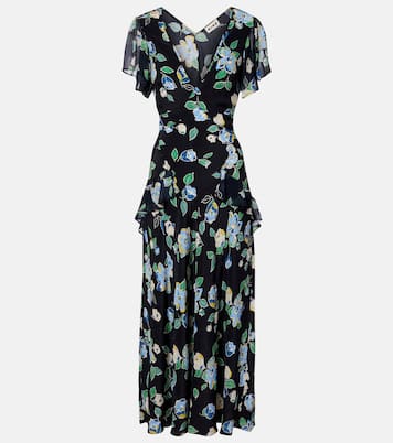Kimmie floral ruffled silk midi dress | Rixo