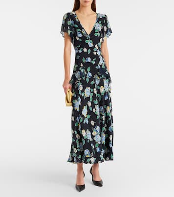Kimmie floral ruffled silk midi dress | Rixo