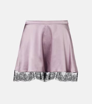 Lace-trimmed silk-blend satin shorts | Nina Ricci