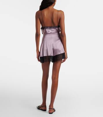 Lace-trimmed silk-blend satin shorts | Nina Ricci