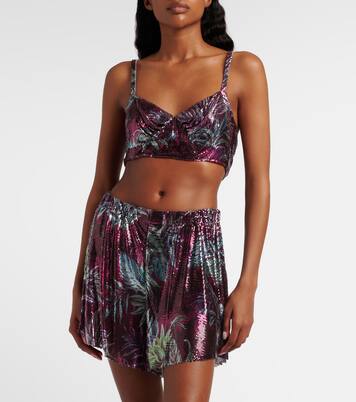 Crop top de de malla metálica floral | Rabanne