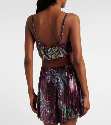 Crop top de de malla metálica floral | Rabanne