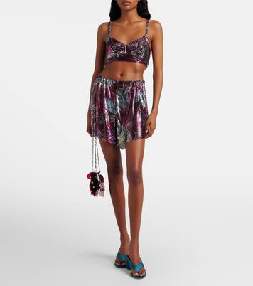 Crop top de de malla metálica floral | Rabanne