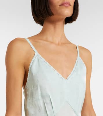 Asymmetric lace-trimmed jacquard slip dress | Victoria Beckham