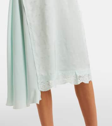 Asymmetric lace-trimmed jacquard slip dress | Victoria Beckham