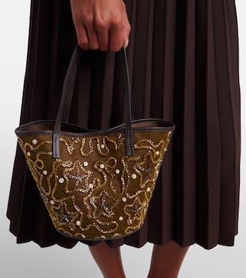 Caro embellished canvas tote bag | Staud