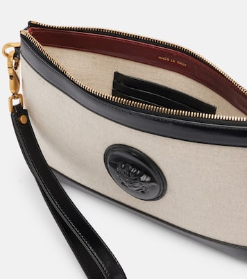 Rivière leather-trimmed canvas pouch | Versace
