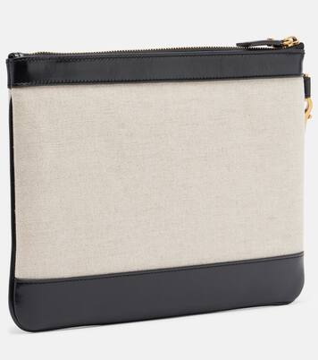 Rivière leather-trimmed canvas pouch | Versace