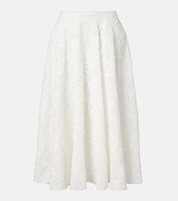 Broderie anglaise cotton midi skirt | Norma Kamali