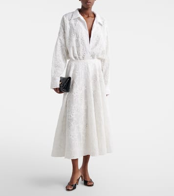 Broderie anglaise cotton midi skirt | Norma Kamali