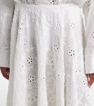 Broderie anglaise cotton midi skirt | Norma Kamali