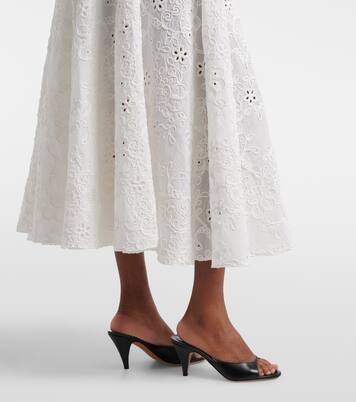 Broderie anglaise cotton midi skirt | Norma Kamali