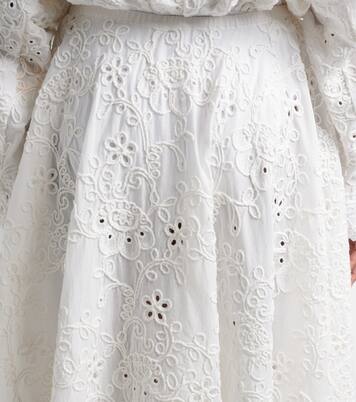 Broderie anglaise cotton midi skirt | Norma Kamali