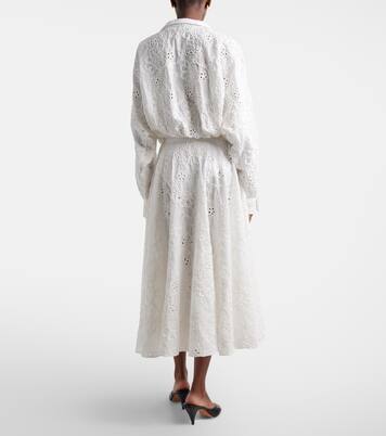 Broderie anglaise cotton midi skirt | Norma Kamali