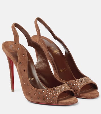 Nudes Slingback-Sandalen Degrachick aus Veloursleder | Christian Louboutin