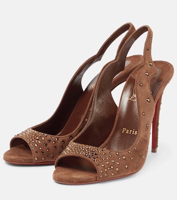 Nudes Slingback-Sandalen Degrachick aus Veloursleder | Christian Louboutin